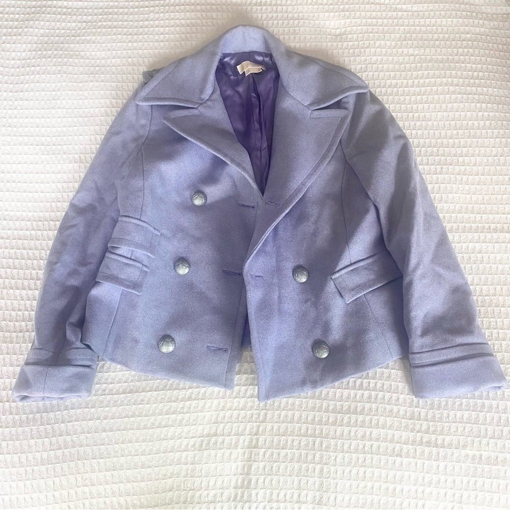 Michael Kors Purple Pea Coat Double-Breasted Italian wool size 14